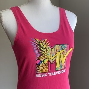 MTV 80s Vibes Neon Pink Sleeveless Bodysuit